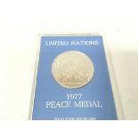 United Nations 1977 peace medal in sterling silver