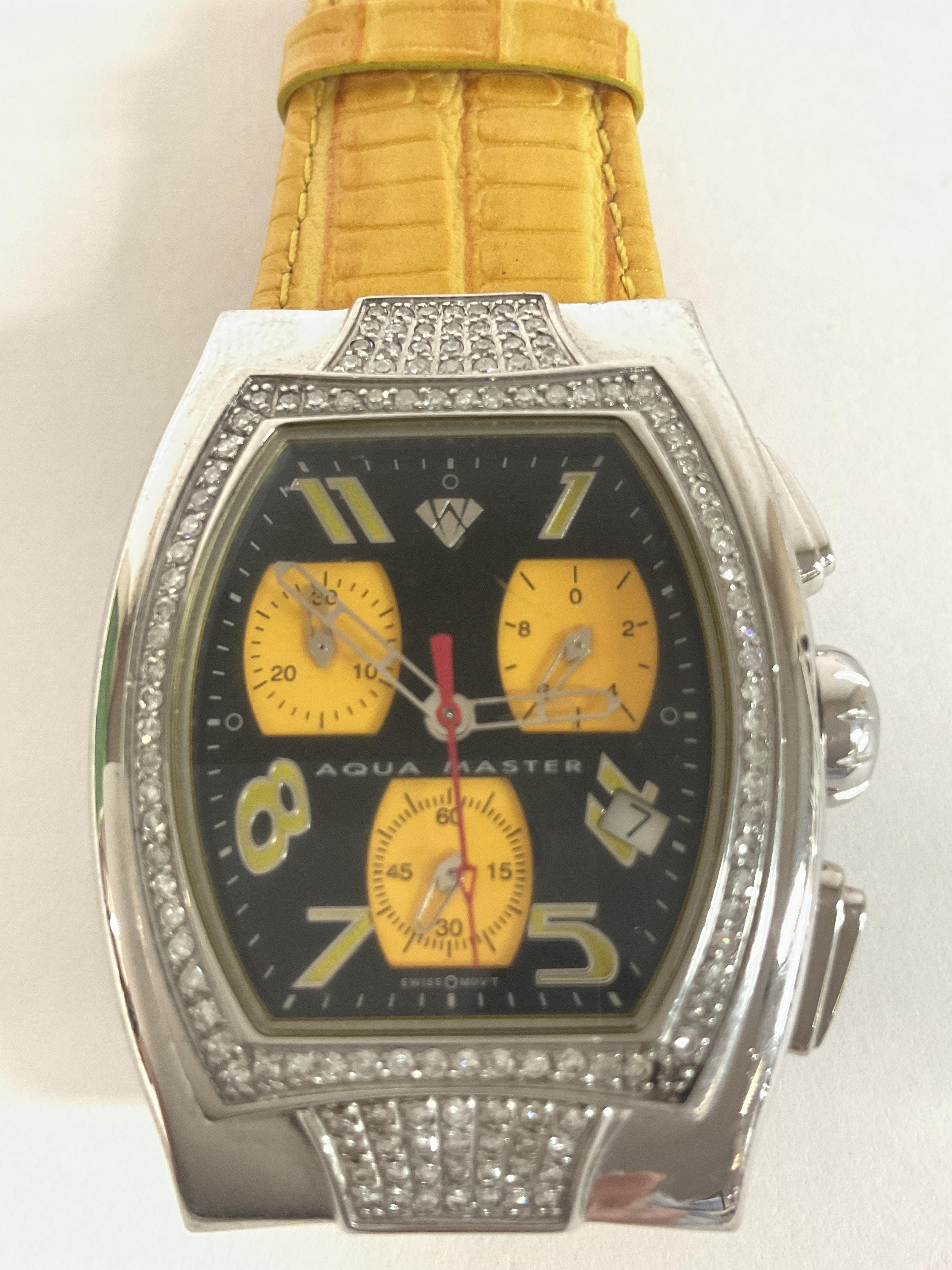 An Aqua Master multi diamond set watch (seen worki - Image 6 of 8