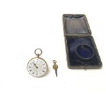 An 18ct gold cased pocket watch with key and box.