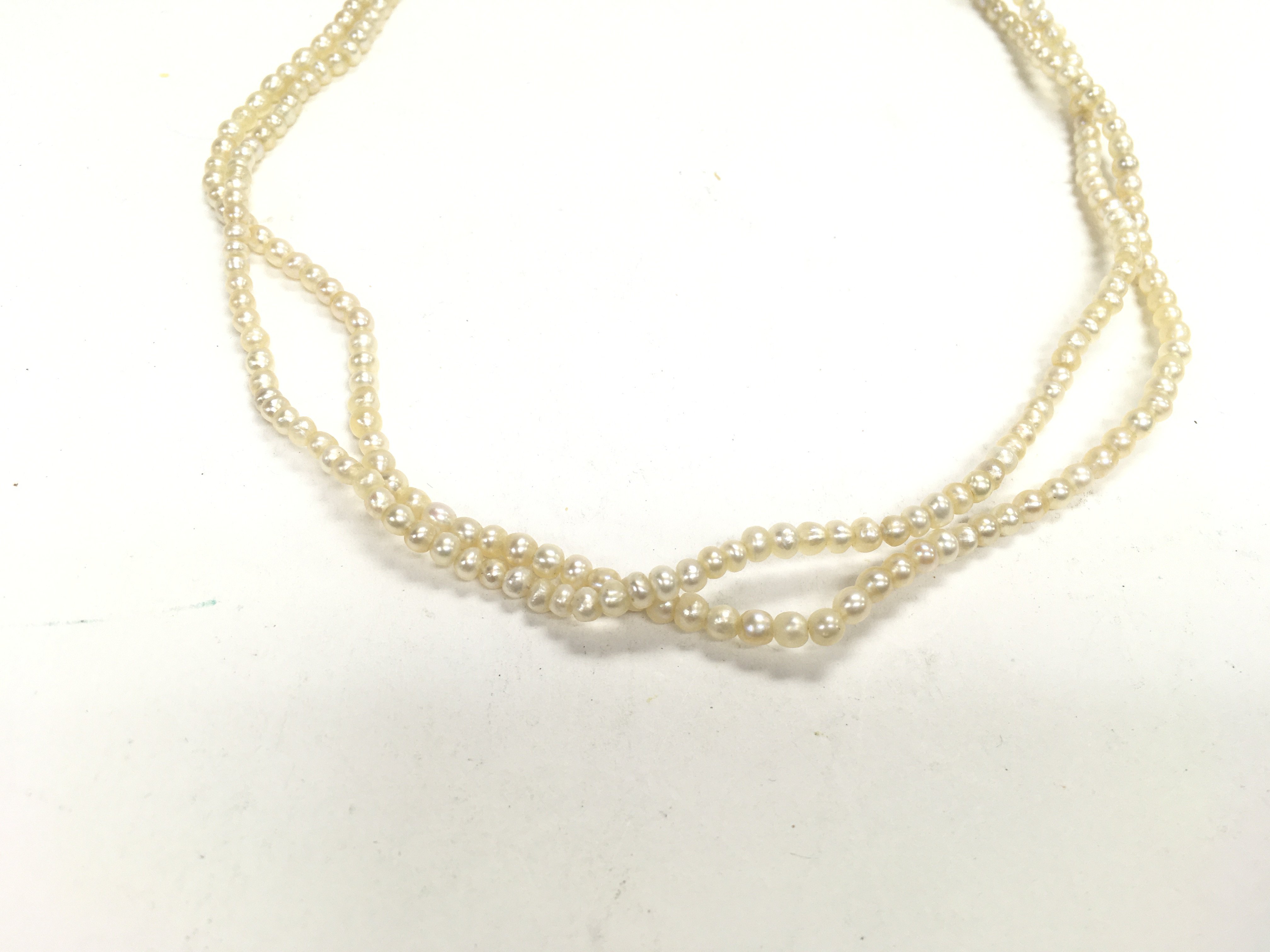 Two row 4mm 15inch cultured pearl necklace. - Image 3 of 4