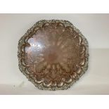 Victorian round silver plated on copper salver wit
