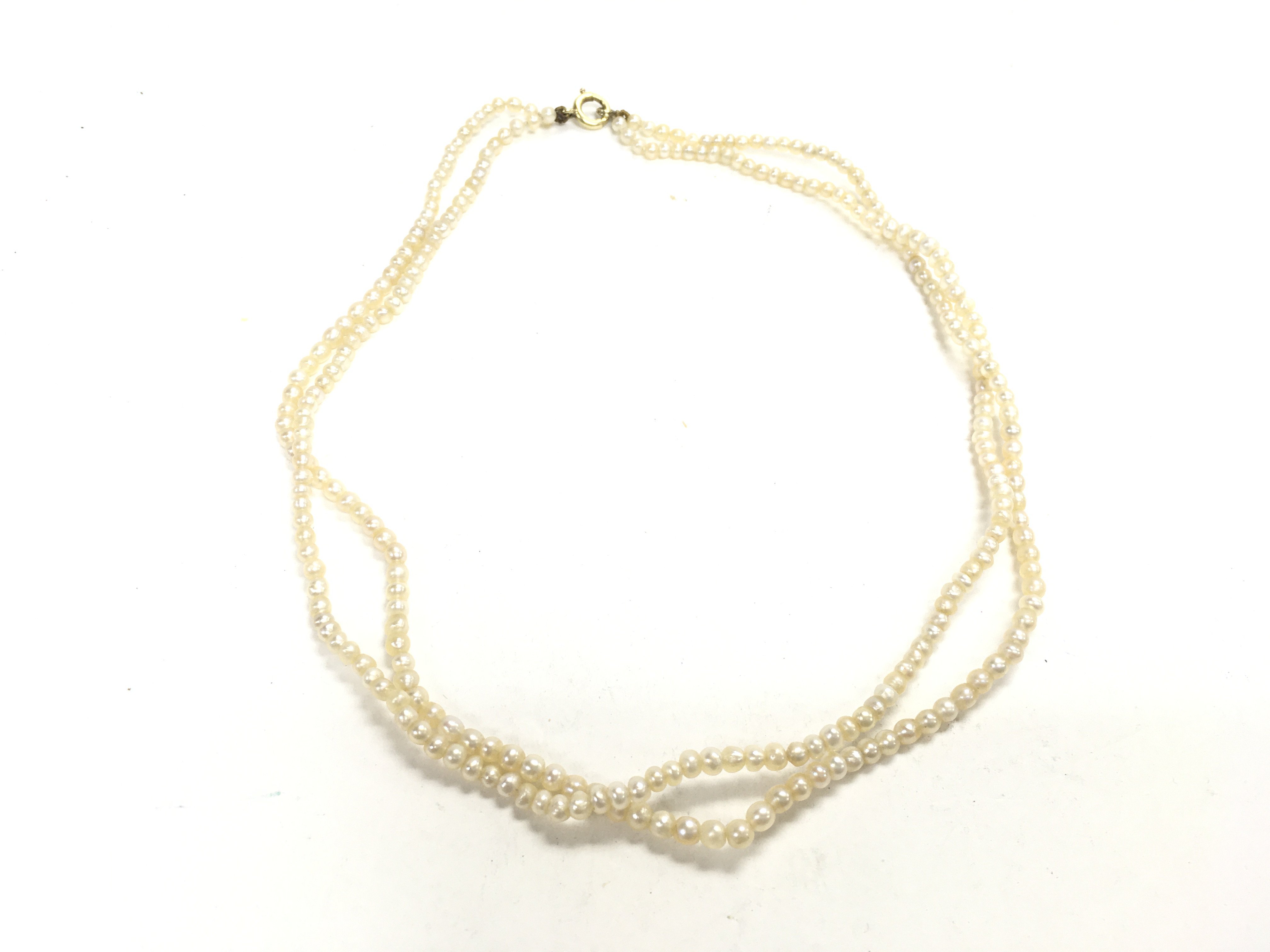 Two row 4mm 15inch cultured pearl necklace. - Image 2 of 4