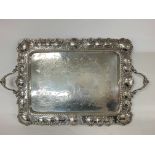 Silver plated embossed tray by Joseph Haywood Shef