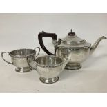 Hallmarked silver three piece tea set, made in Bir