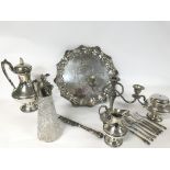 Silver and plate tableware including cutlery, cand