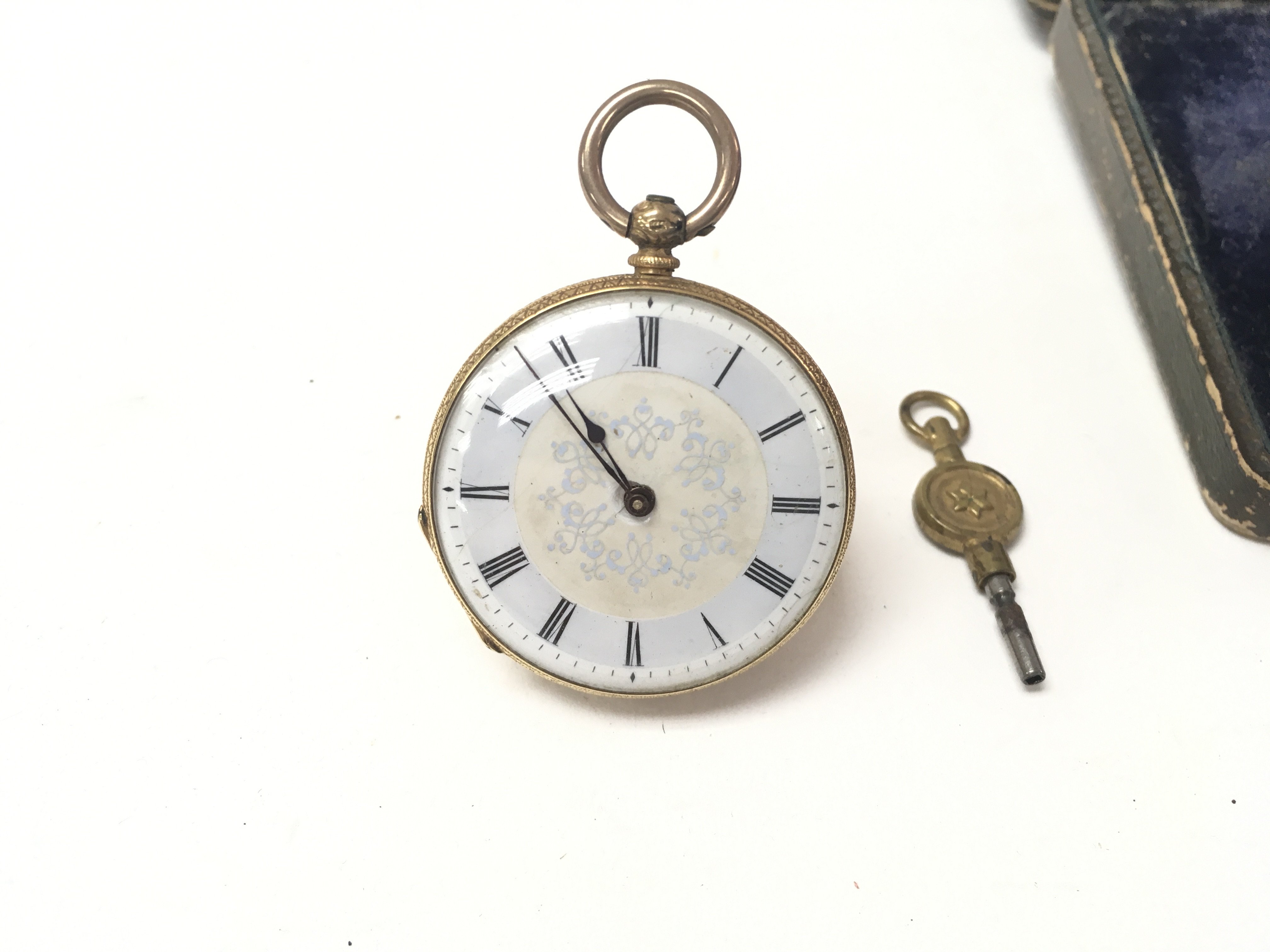 An 18ct gold cased pocket watch with key and box. - Image 4 of 10