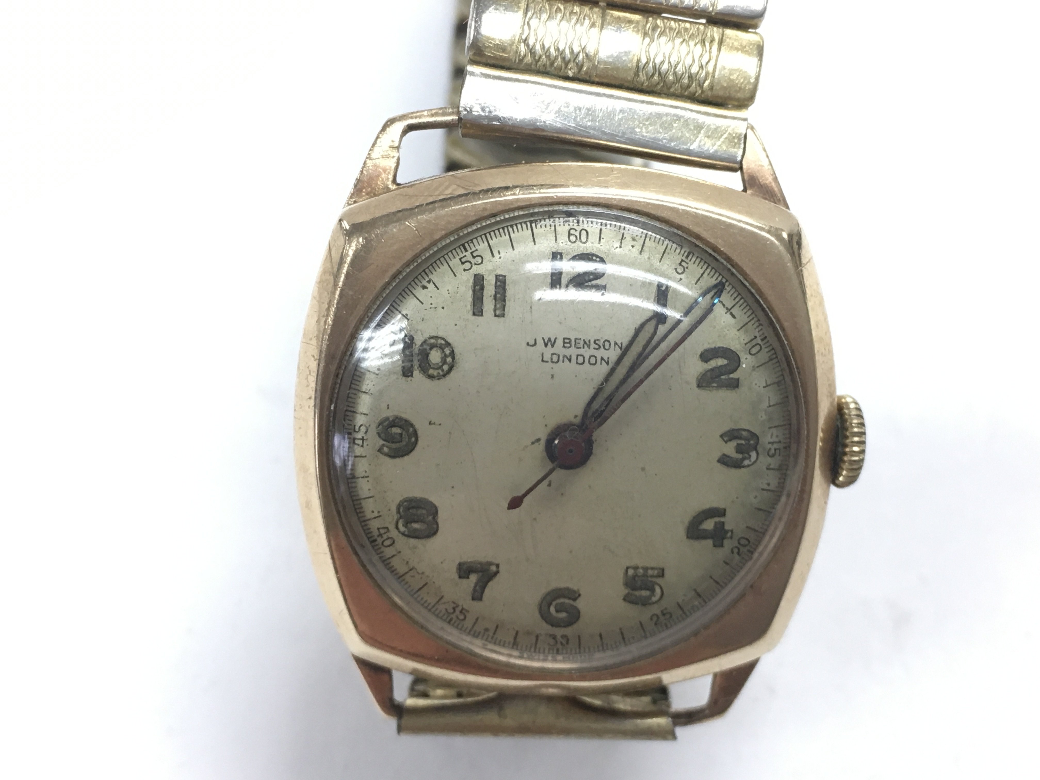 A J W Benson gold watch. Seen running but not test