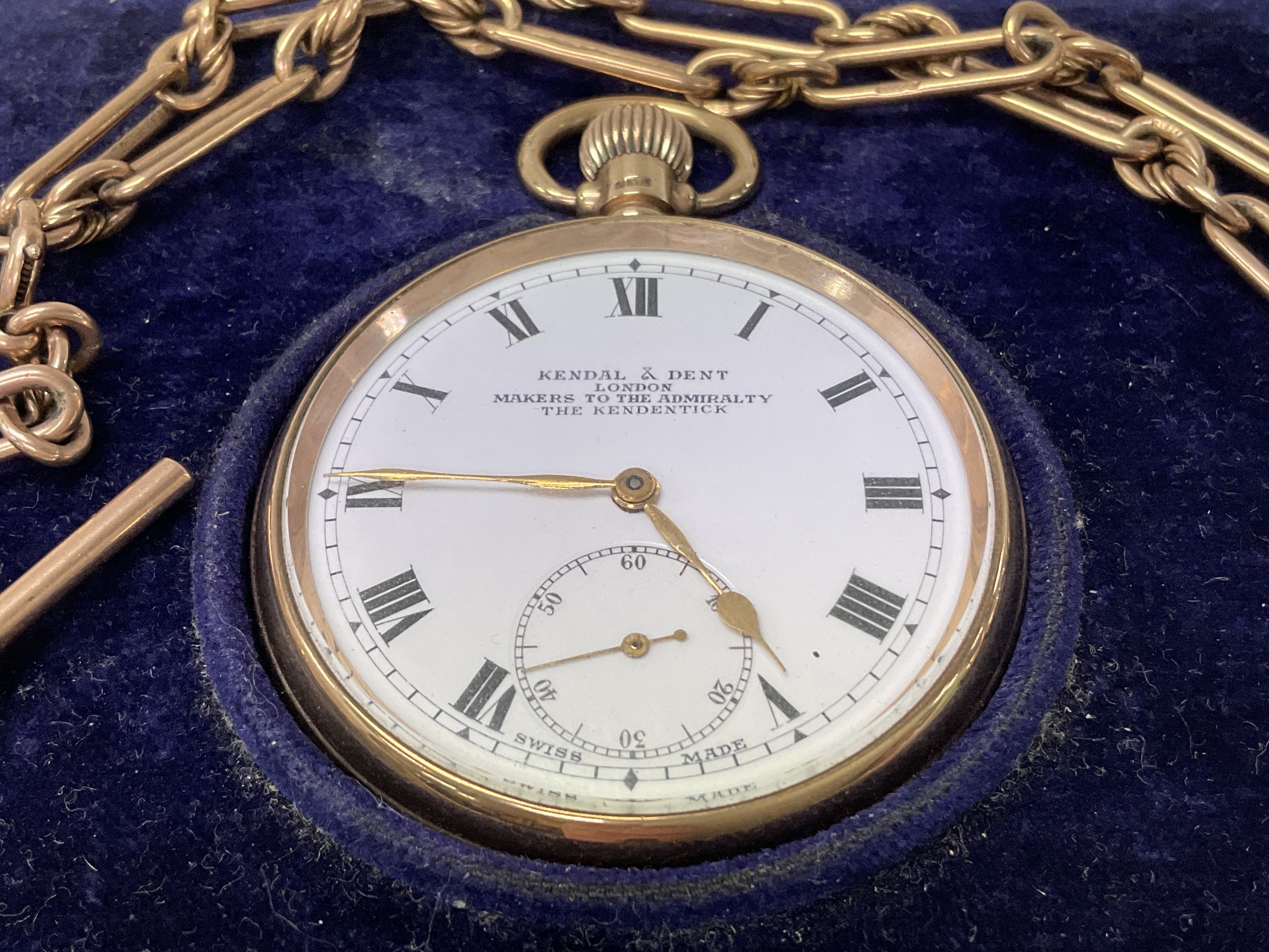 A Kendall & Dent 9ct gold open faced pocket watch - Image 3 of 4