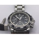 A Montblanc gents stainless steel Meisterstuck Automatic Chronograph wrist watch black dial white