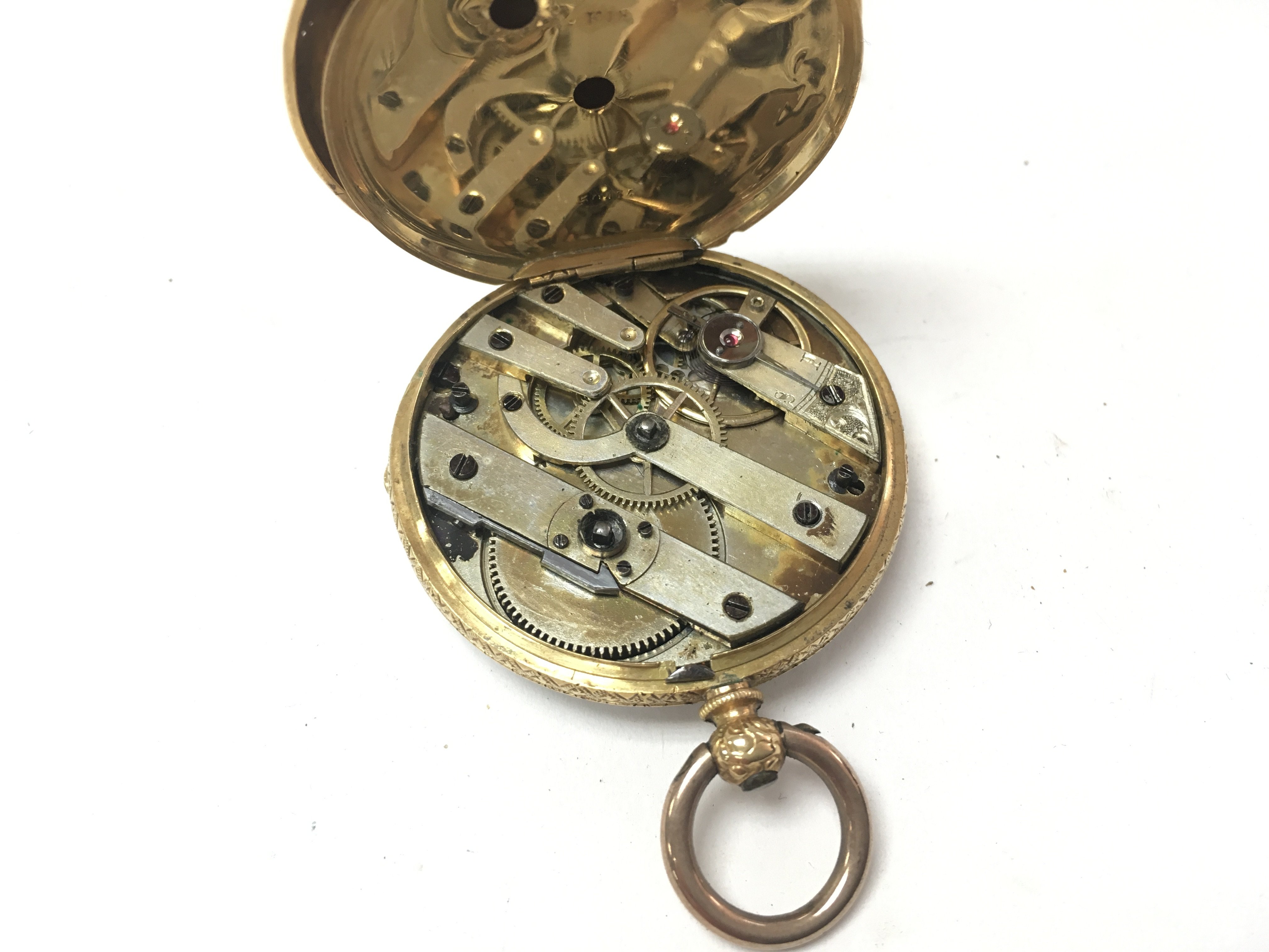 An 18ct gold cased pocket watch with key and box. - Image 7 of 10