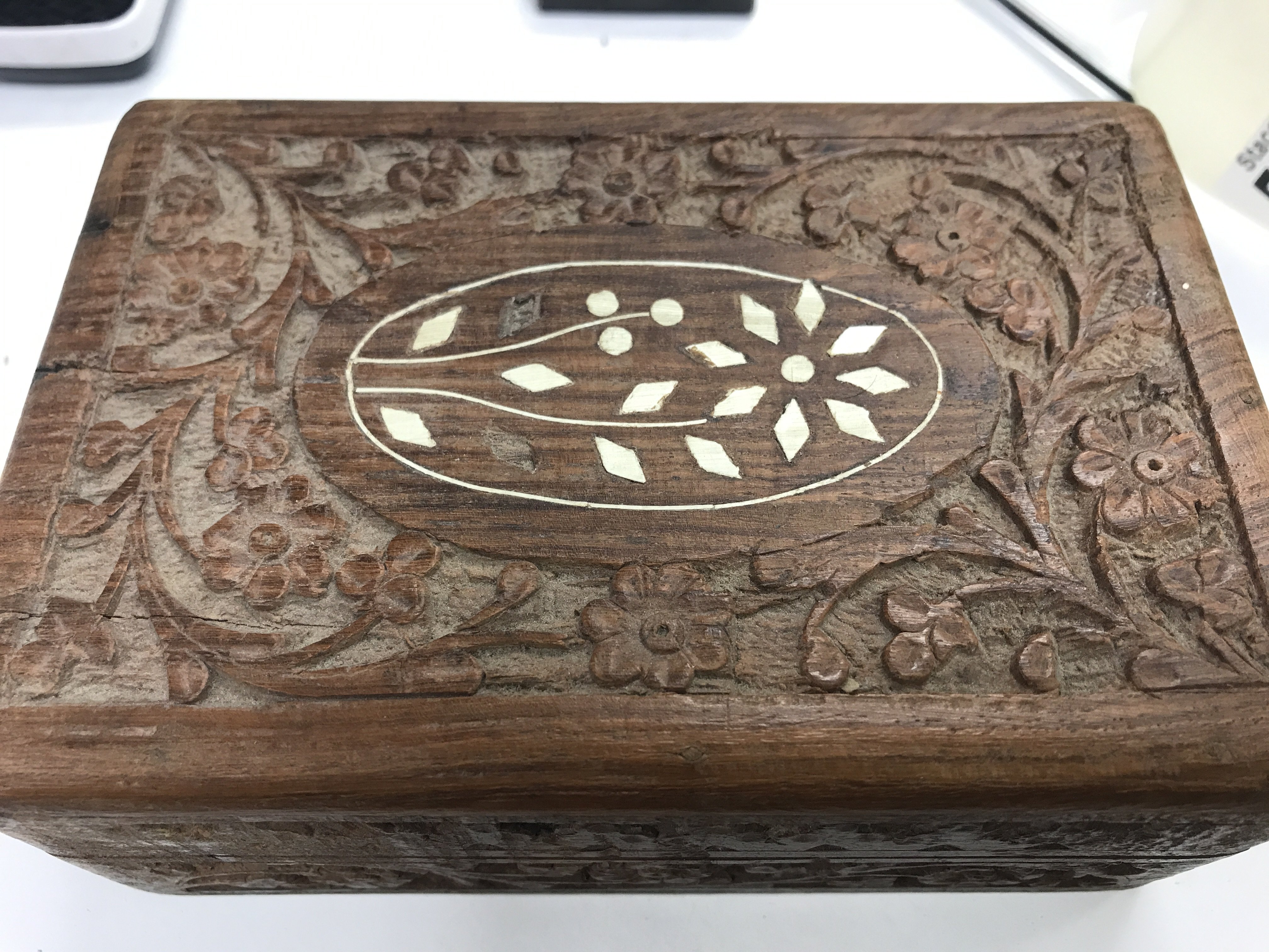 A small carved box containing a collection of pre - Image 6 of 6