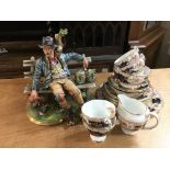 A Salisbury part tea set and a Capodimonte figure.