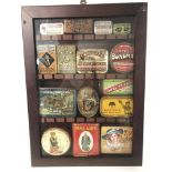 Framed collection of fifteen vintage small adverti