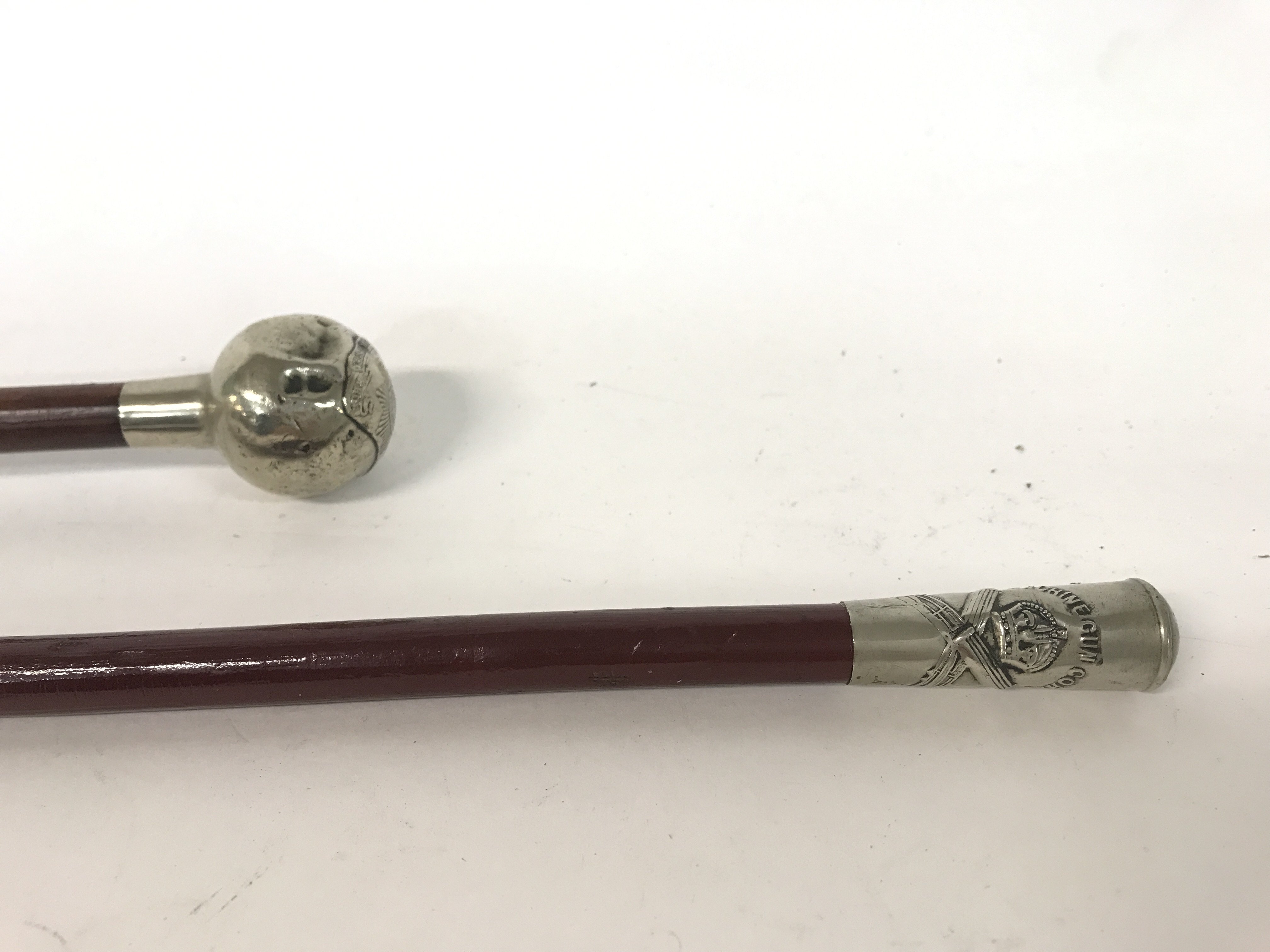 Vintage Military swagger sticks with Silver tops, - Image 2 of 3