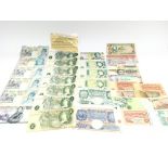 A collection of various bank notes including Stirl