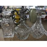 A Collection of cut glass including decanters with
