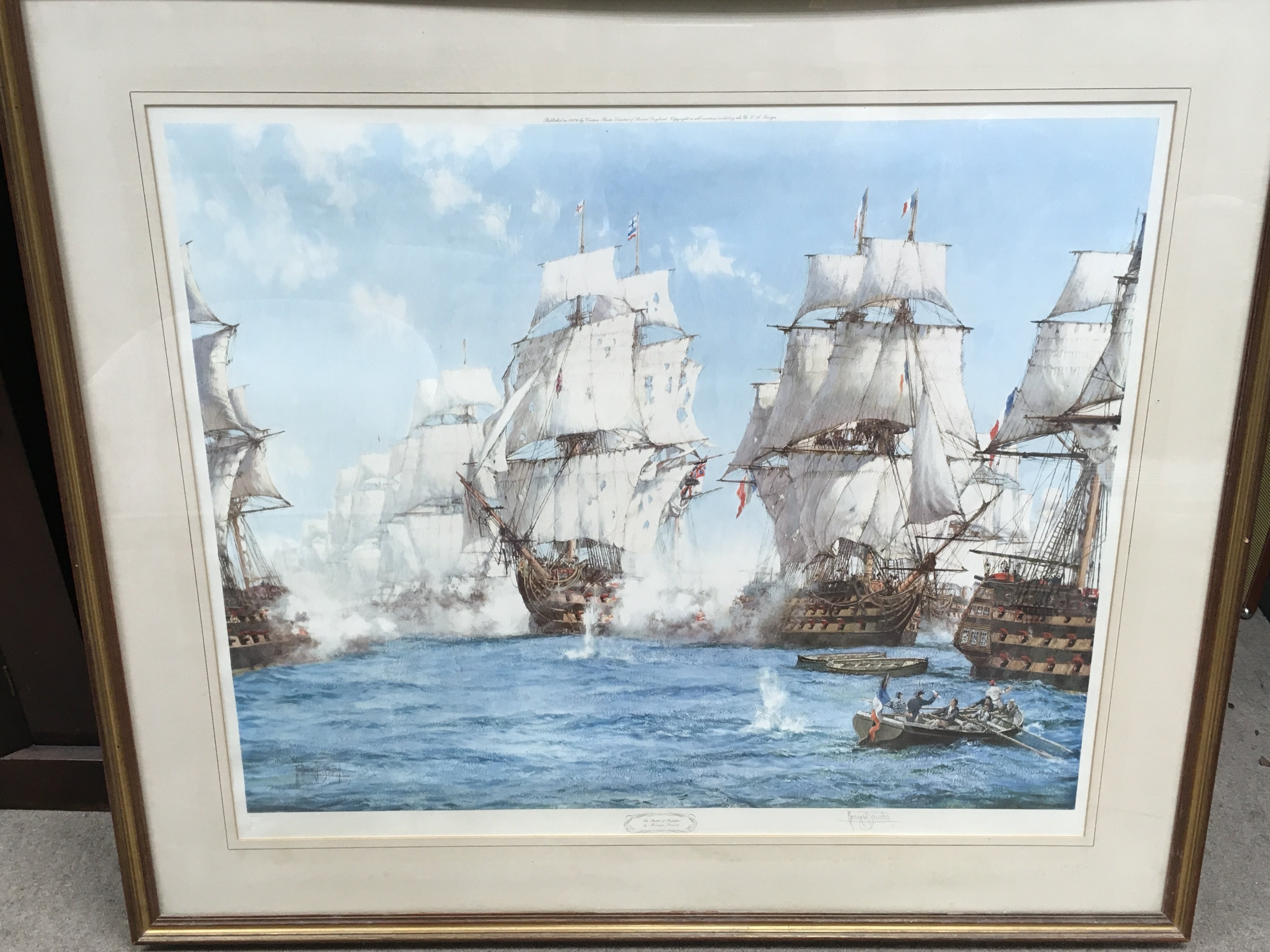 3 Large Montague Dawson pencil signed galleon Batt - Image 2 of 4