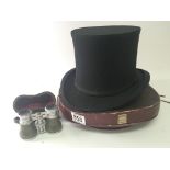 A Vintage folding top hat with box size 6 7/8 and