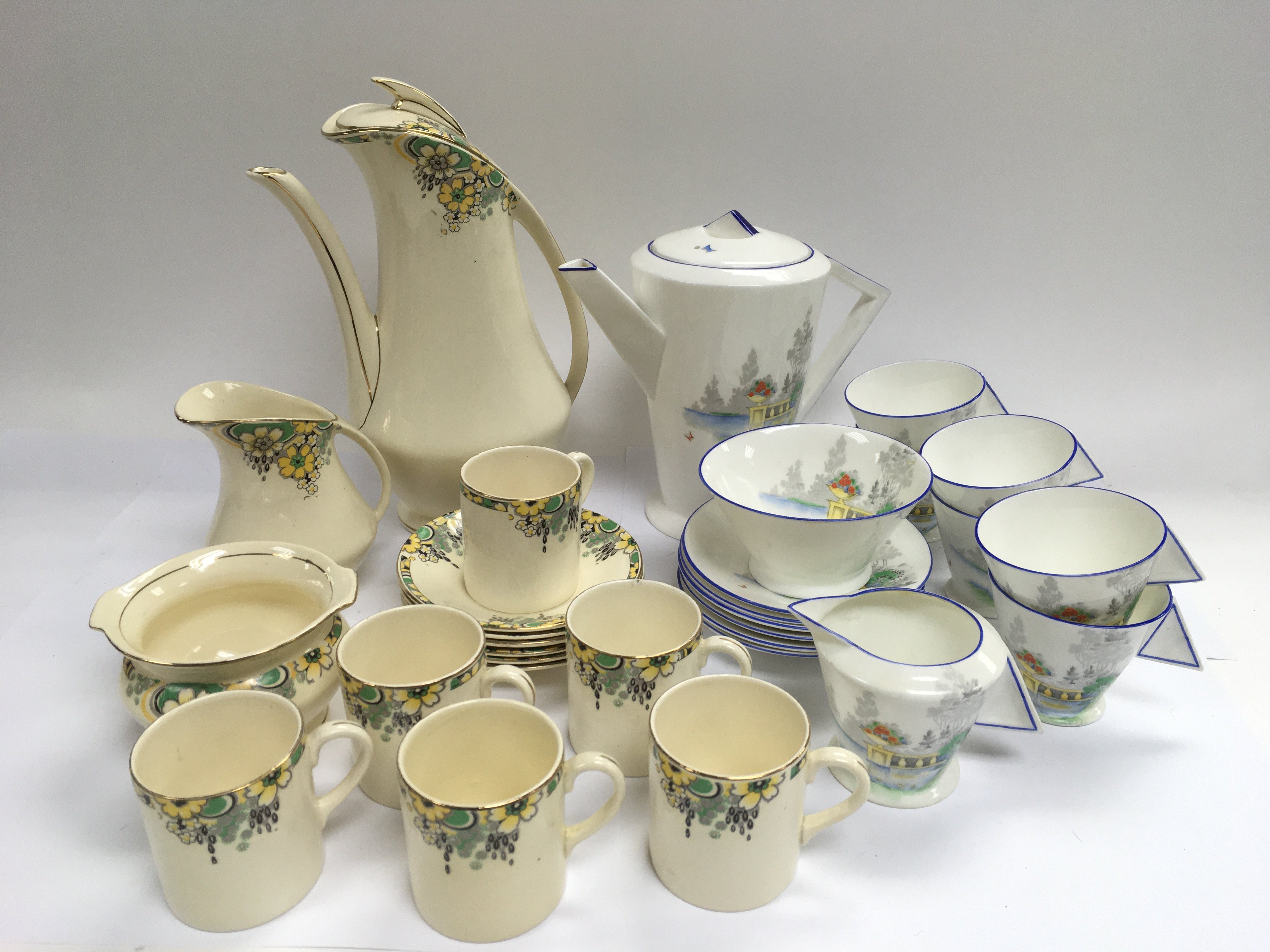 Withdrawn -A Shelley Art Deco coffee service and one other De