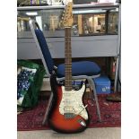 A Casey Stratocaster copy electric guitar in sunbu