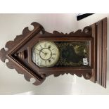 A small American pine mantle clock by F.Pipe, Sout