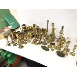 Large collection of Brass ornaments including cand