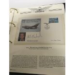 An RAF 75 year anniversary stamp album with signed