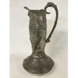 Heavy pewter art Noveau jug embossed with females