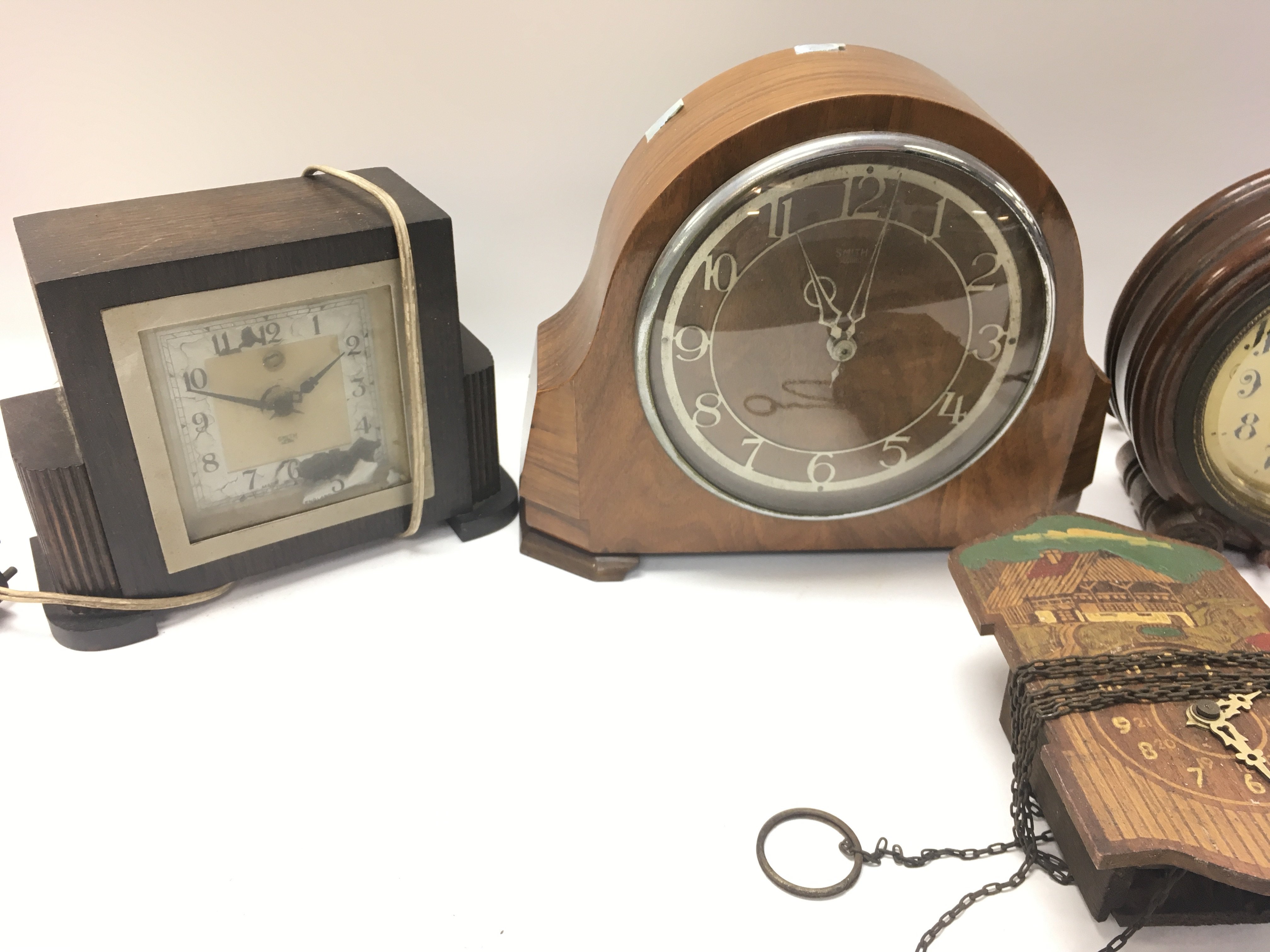 A collection of vintage clocks including an early - Image 2 of 3