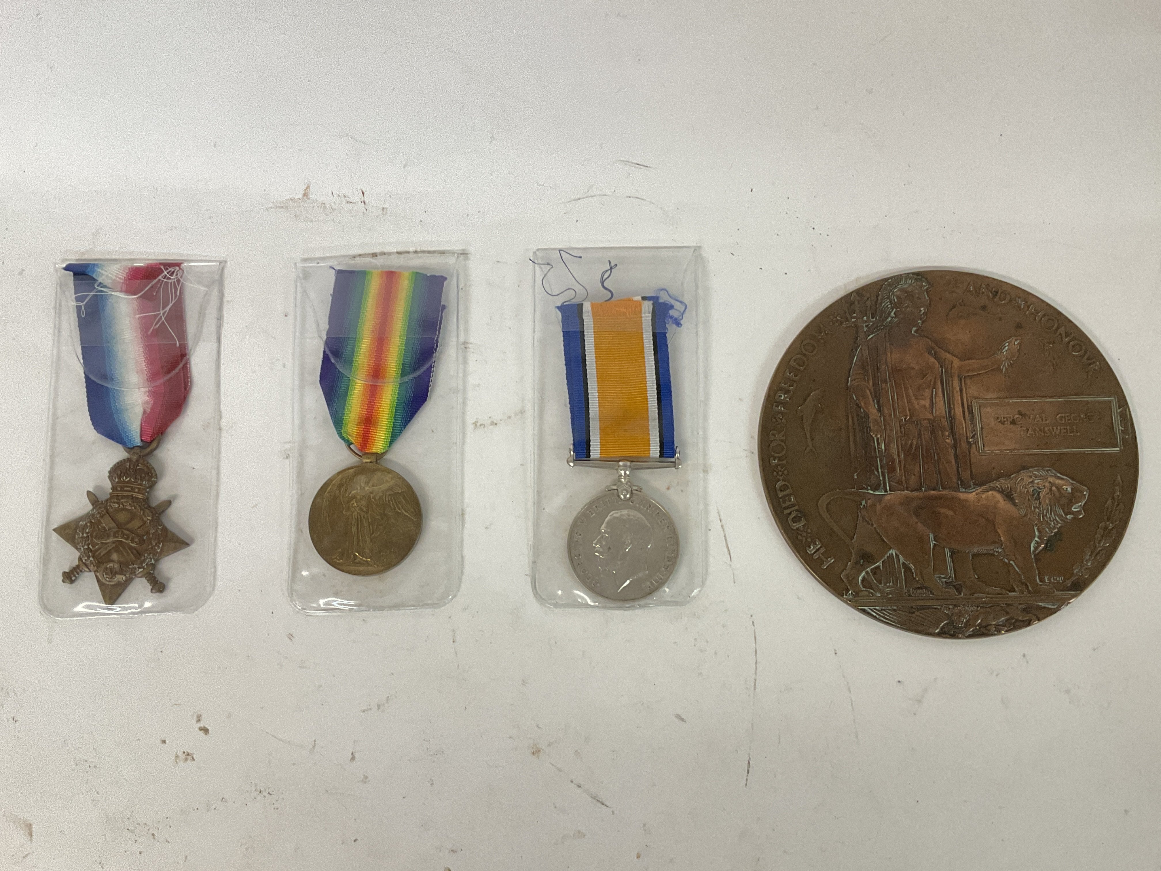 WW1 Medal Trio & Death Plaque to P.G. Tanswell who