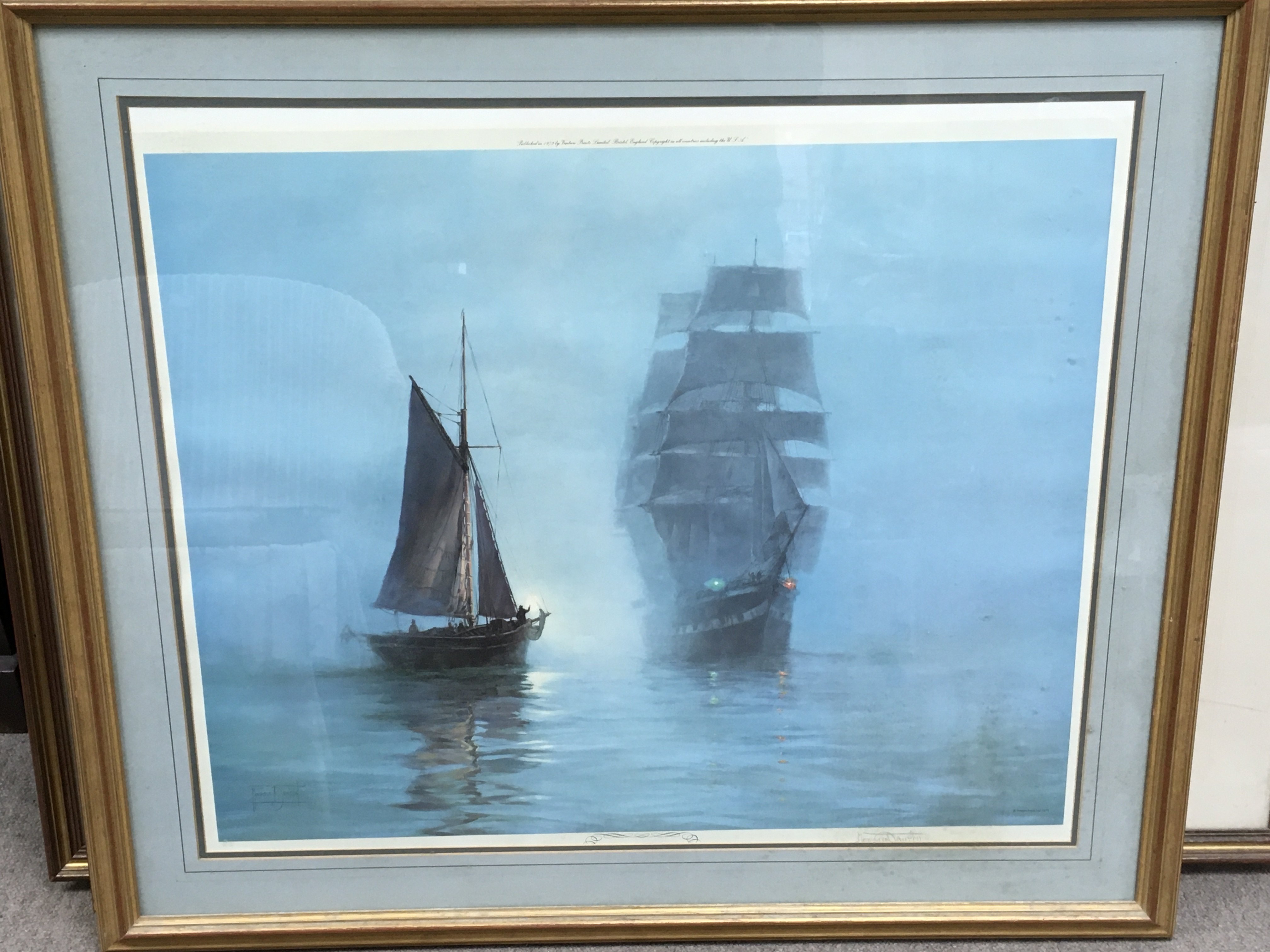 3 Large Montague Dawson pencil signed galleon Batt - Image 4 of 4