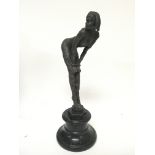 An Art Deco design bronze figure of a female. on a