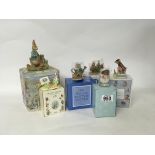 A collection of Beatrix Potter figures.