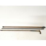 Walking sticks- Ebonized stick topped with monk an
