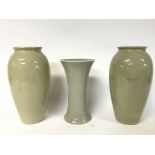 Moorcroft green glaze vases