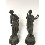 Spelter figures, Idylle & Duo. Approximately 53cm