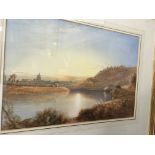 A framed watercolour Andrew Wilson sun set over Ro