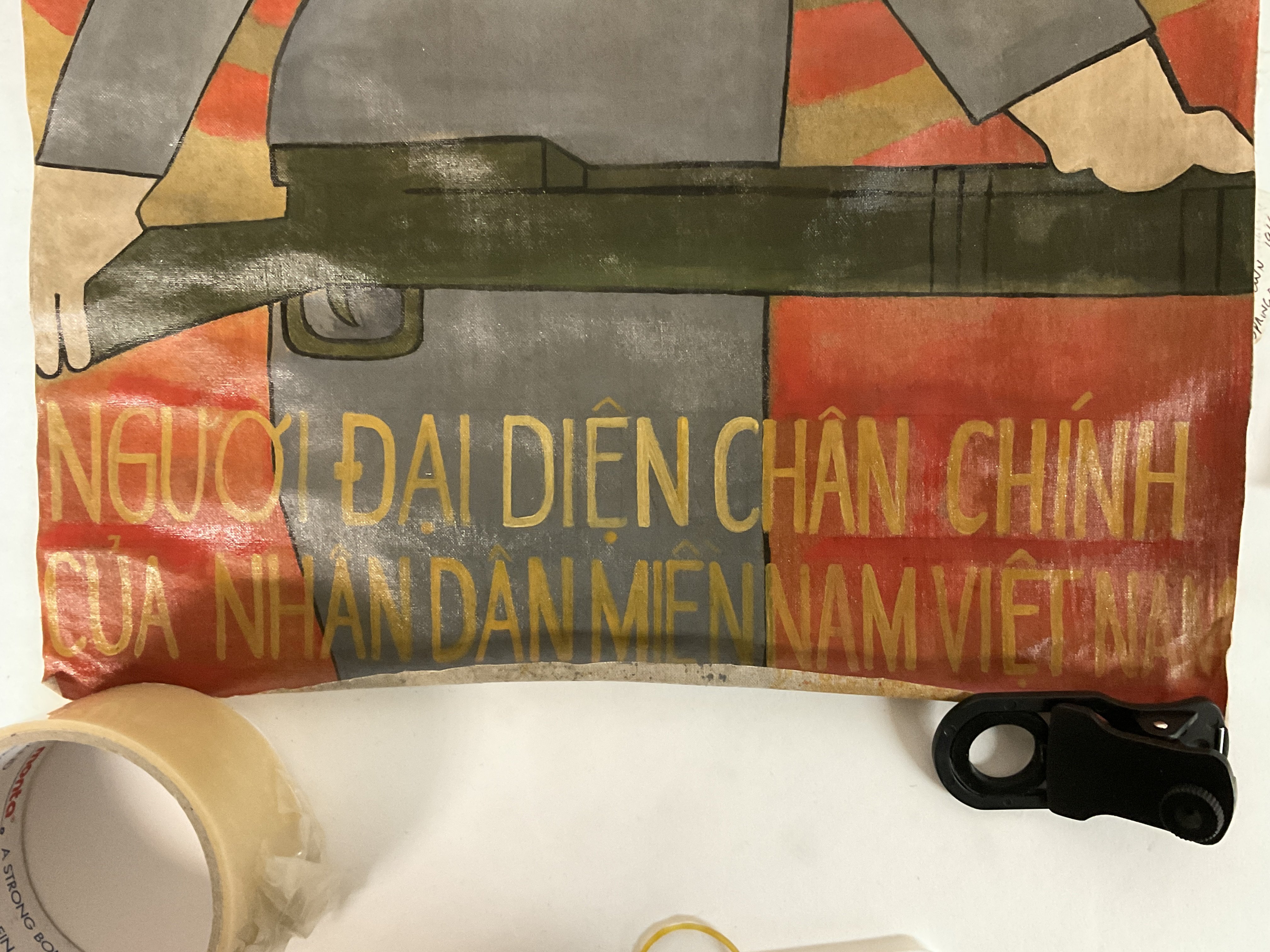 Vietnam War Era Cloth Propaganda Poster. Hand pain - Bild 3 aus 3