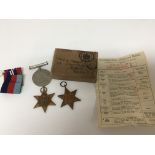 A group of three II world war medals awarded to Mr