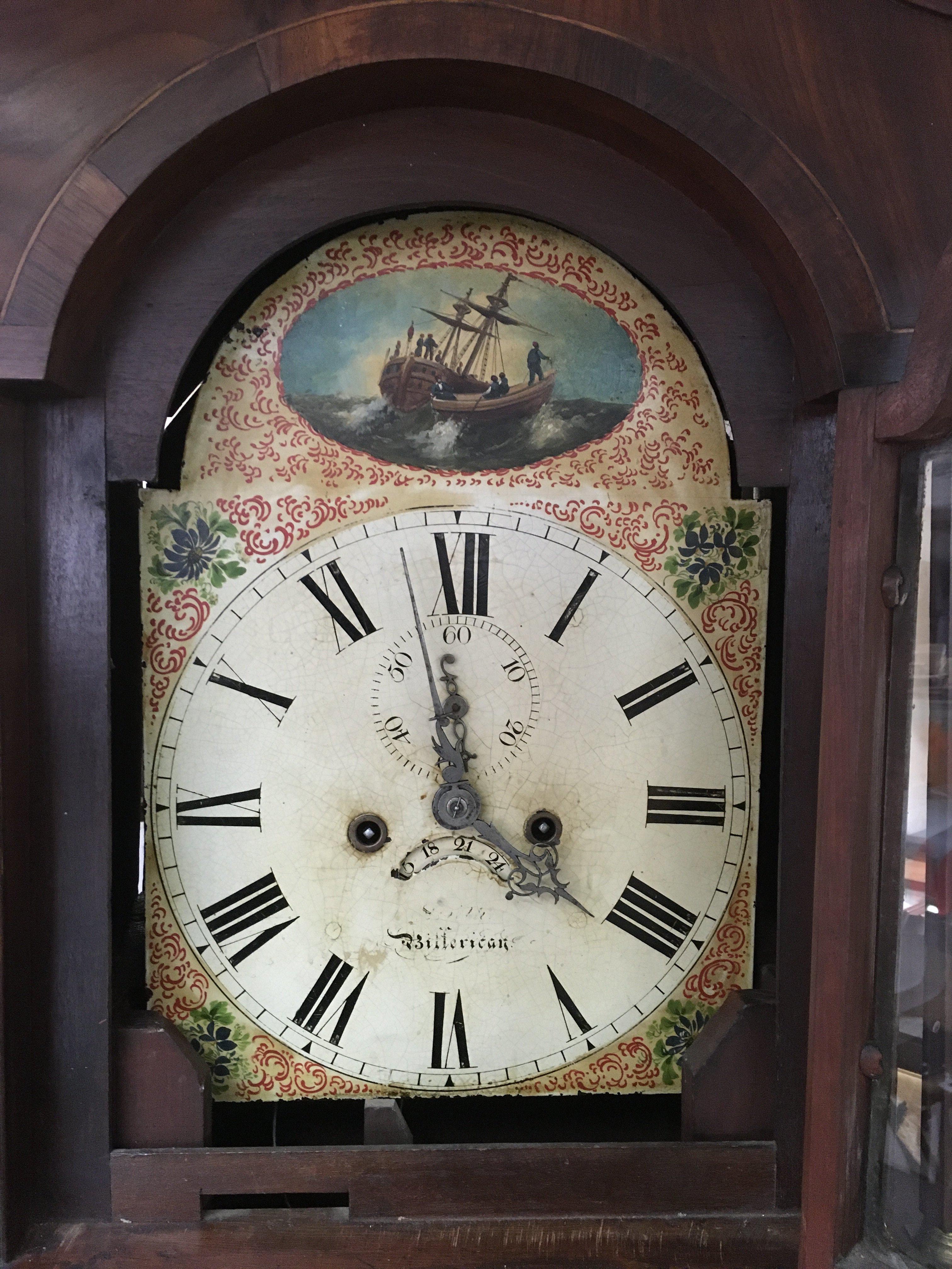 An inlaid mahogany longcase clock with painted dia - Image 2 of 2