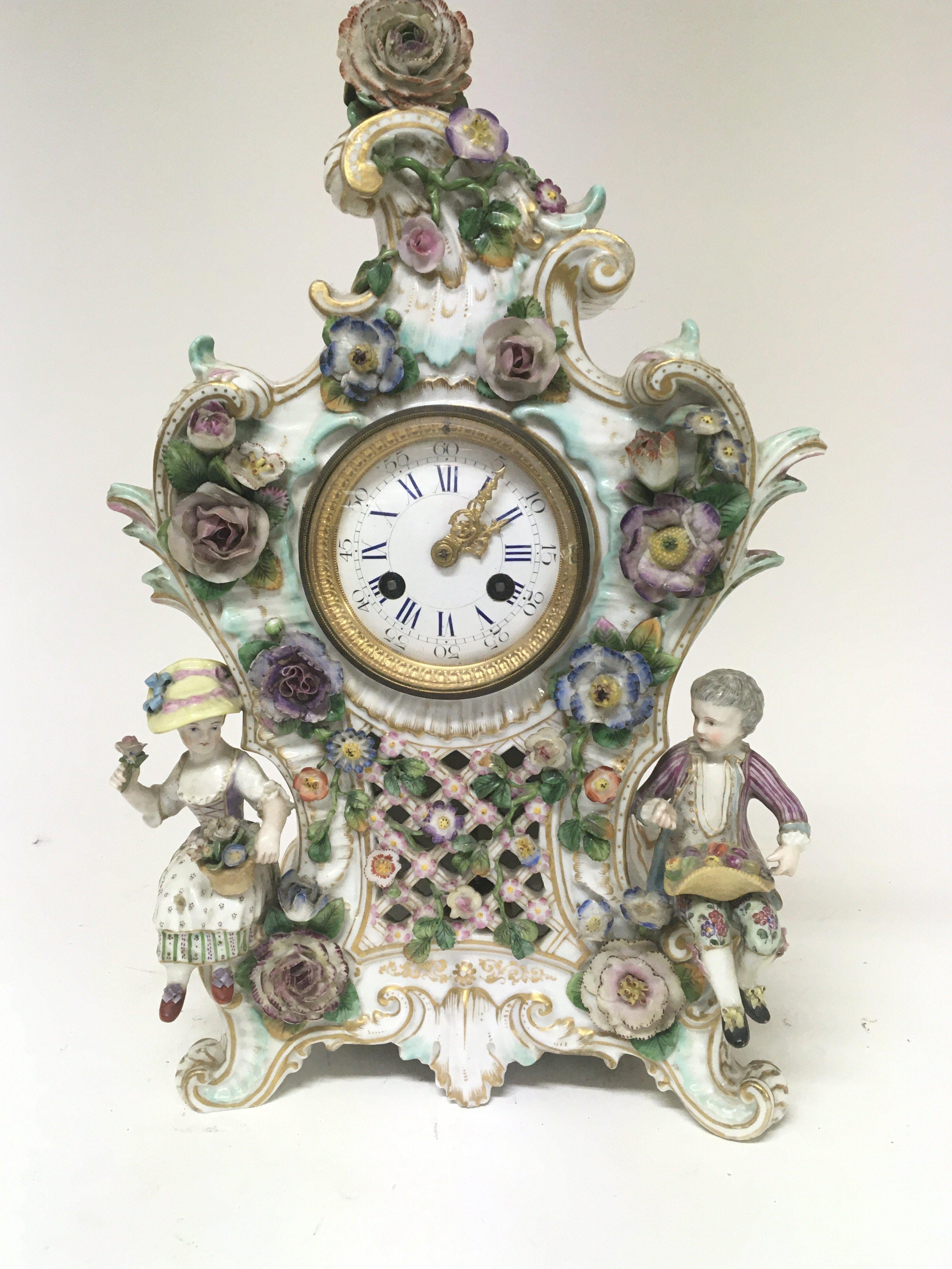 A quality late 19th century German porcelain clock