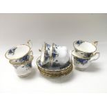 Six Royal Albert cups and saucers in Moonlight Ros