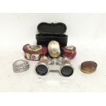 Opera glasses & trinket boxes including one Silver