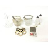 Lot including cut glass items - napkin rings and a