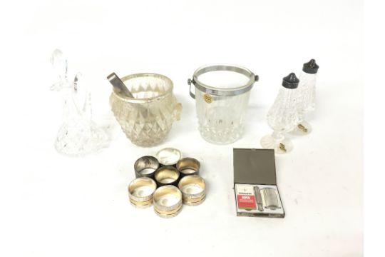 Lot including cut glass items - napkin rings and a - Image 1 of 4