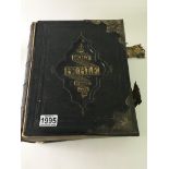 A Victorian brass bound leather bible with illustr