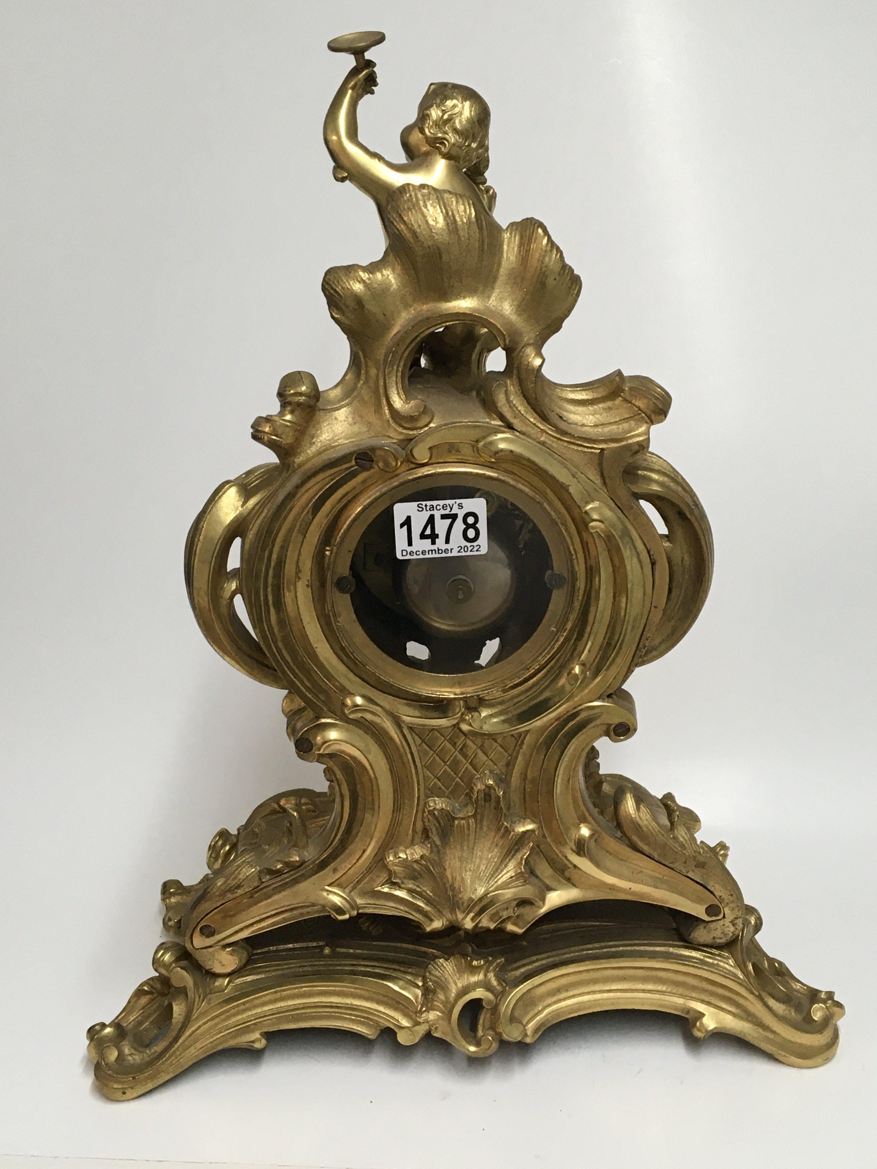 An impressive gilt bronze rococo style clock with - Image 2 of 3