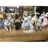 A collection of dog ornaments.