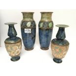 Two pairs of Royal Doulton stoneware vases no obvi