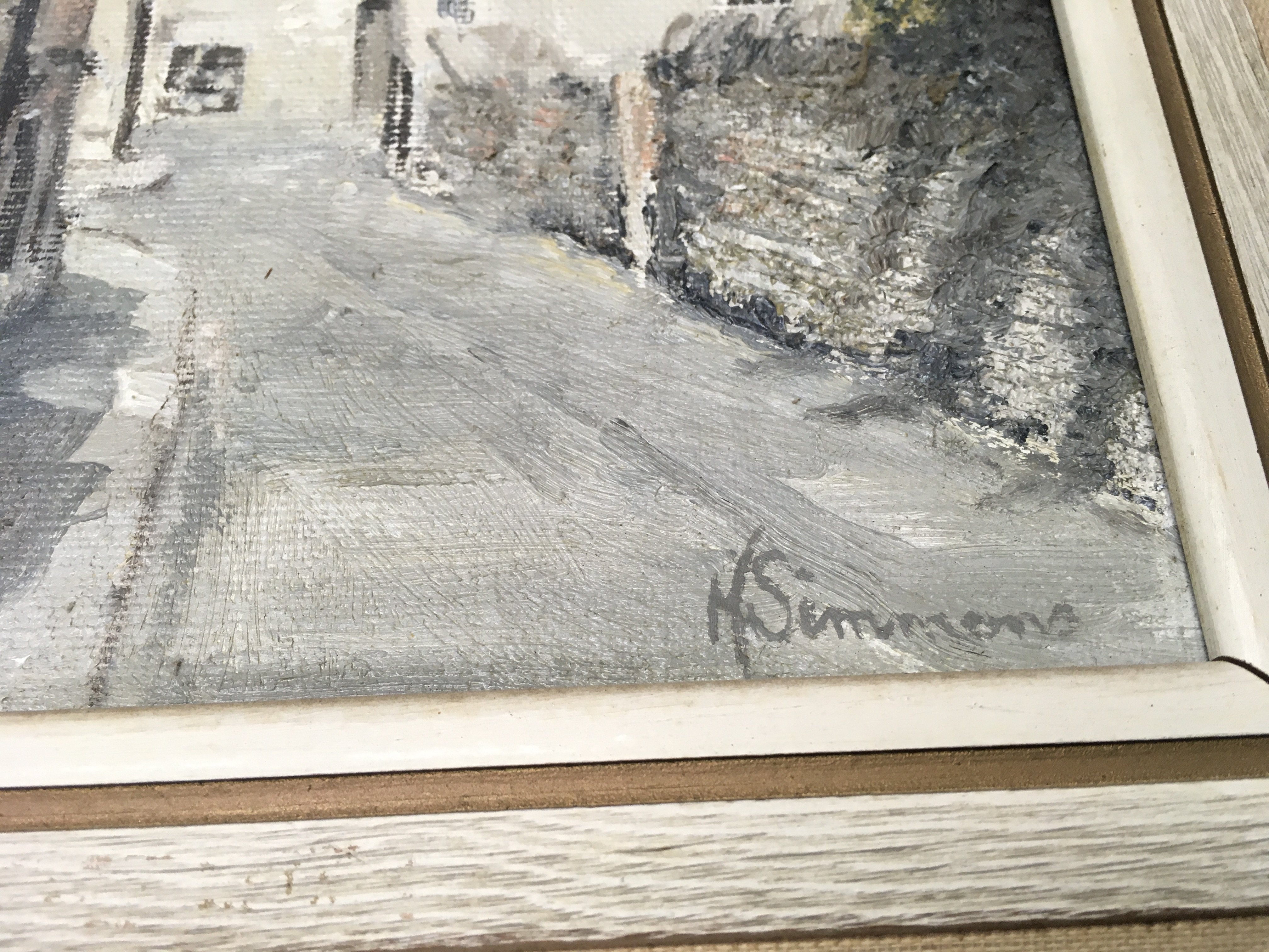 Framed study of cotwold street by M Simmons NO RES - Image 2 of 3